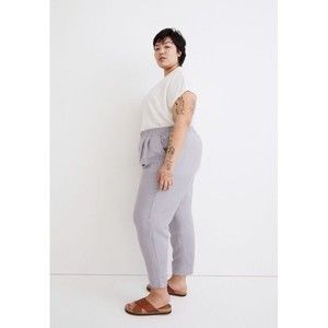 Madewell Tapered Elastic Waist Pull-On Crop Pants Light Purple Linen 2x